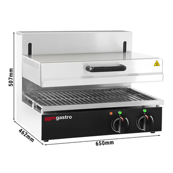 Elektryczny piekarnik do pity/ salamander gastronomiczny SPEZIAL - 4,6 kW - 230 V - elementy grzewcze z regulacją wysokości - Prime Gastro