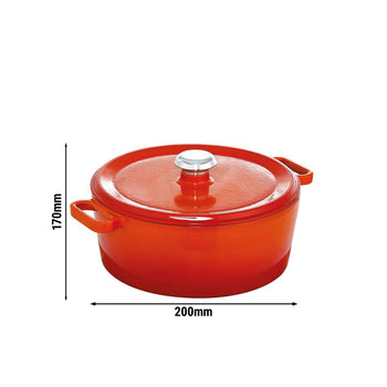 Garnek żeliwny - Ø 200 mm - Pomarańczowy - Prime Gastro
