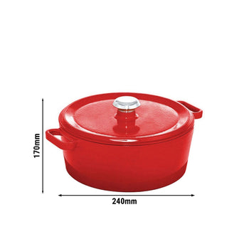 Garnek żeliwny - Ø 240 mm - Czerwony - Prime Gastro