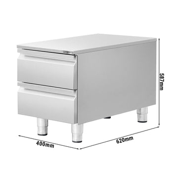 Szafka szufladowa - stal nierdzewna - 400x660mm - 2 szuflady