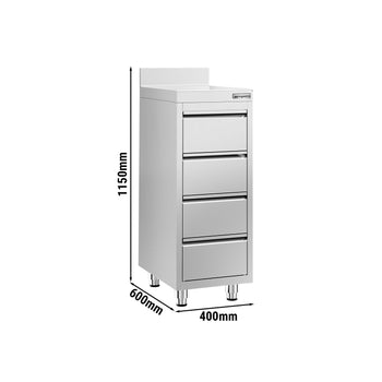 Szafka szufladowa PREMIUM - z 4 szufladami i panelem tylnym - 400x600mm - Prime Gastro