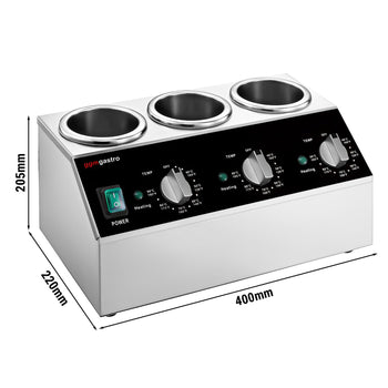 Dozownik do sosów ze stali nierdzewnej - na 3 butelki wyciskane - podgrzewany - Prime Gastro