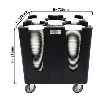 Dozownik talerzy - nieogrzewany - z kółkami & 4 regulowanymi przegrodami - 180 - 400 talerzy - Prime Gastro