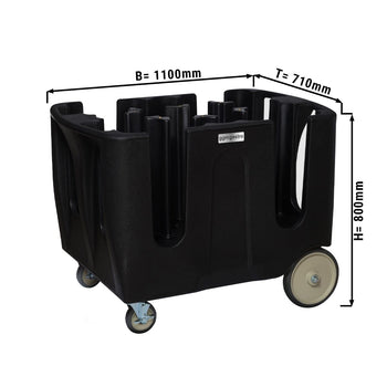 Dozownik talerzy - nieogrzewany - z kółkami & 6 regulowanymi przegrodami - 180 - 400 talerzy - Prime Gastro