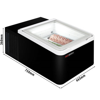 Stołowa witryna na lody - 460 mm - Statyczna - na 2x 5 litrowe pojemniki na lody - Pokrywa otwierana na stronę konsumenta - Prime Gastro