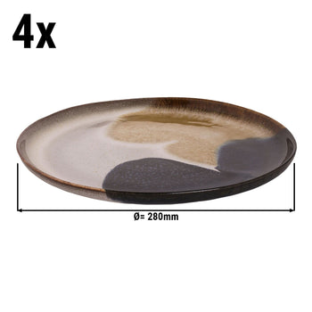 (4 sztuk) AQUAREL - Talerz płaski - Ø 280mm - Beżowy/Niebieski - Prime Gastro