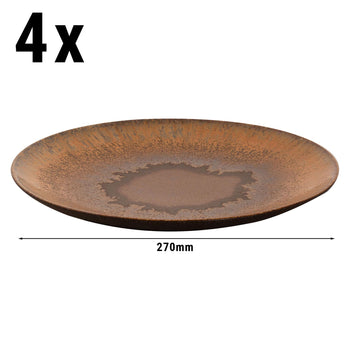 (4 sztuki) CECIL - Płaski talerz - Ø 27 cm - Brązowy - Prime Gastro