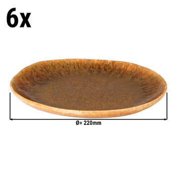 (6 sztuk) RUSTIQUE - Płaski talerz - Ø 22 cm - Brązowy - Prime Gastro