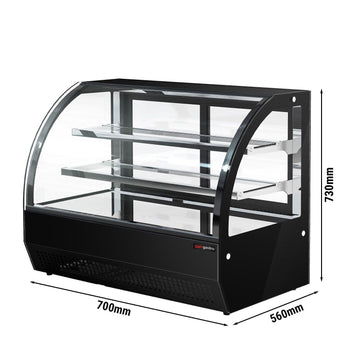 Witryna chłodnicza stołowa - 105 litrów - 700 mm - z 2 szklanymi półkami - okrągła - czarna - Prime Gastro