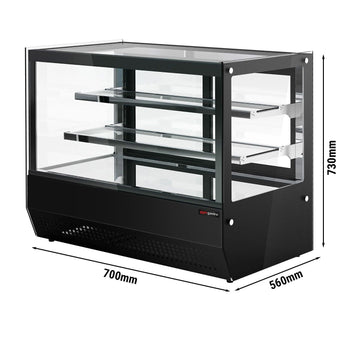 Witryna chłodnicza stołowa - 120 litrów - 700 mm - z 2 szklanymi półkami - kwadratowa - czarna - Prime Gastro