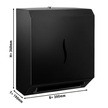 Dozownik ręczników papierowych z czujnikiem - do rolek materiałowych - stal nierdzewna - czarny - Prime Gastro