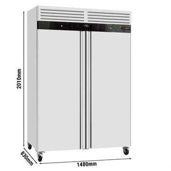 Zamrażarka ze stali nierdzewnej ECO - GN 2/1 - 1400 litrów - z 2 drzwiami ze stali nierdzewnej - wnętrze drzwi wykonane z tworzywa sztucznego - Prime Gastro