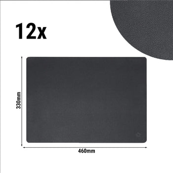 (12 szt.) Podkładka na stół James - elegancki wygląd skóry - 33 x 46 cm - antracyt - Prime Gastro
