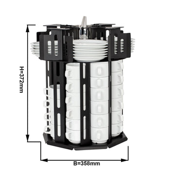 Dozownik filiżanek -/ & spodków - obrotowy - czarny - Prime Gastro