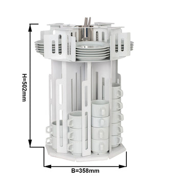 Dozownik filiżanek -/ & spodków - obrotowy - biały - Prime Gastro