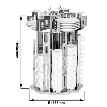 Dozownik filiżanek -/ & spodków - obrotowy - chrom - Prime Gastro