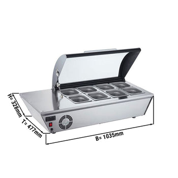 Witryna chłodnicza stołowa/ witryna nadstawna - 67 litrów - 1030 mm - dla 8x GN 1/6 lub 4x GN 1/3 - Prime Gastro