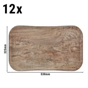 (12 szt.) CAMBRO | CENTURY™ - Taca z włókna szklanego - GN 1/1 - efekt jasnego drewna oliwnego - gładka - Prime Gastro