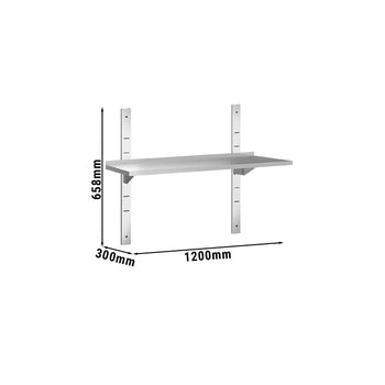 Półki naścienne PREMIUM - 1200x300 mm - z 1 piętrem - Prime Gastro