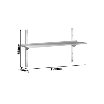 Półki naścienne PREMIUM - 1500x300mm - z 1 piętrem - Prime Gastro