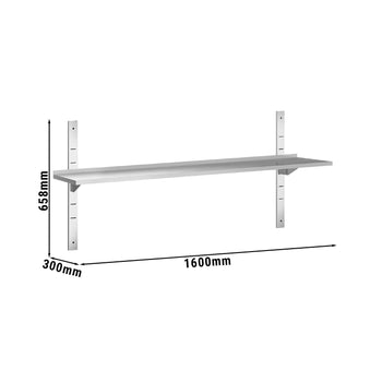 Półki naścienne PREMIUM - 1600x300 mm - z 1 piętrem - Prime Gastro