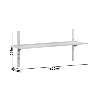 Półki naścienne ECO - 1600x300mm - z 1 piętrami - Prime Gastro