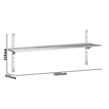 Półki naścienne PREMIUM - 1800x300mm - z 1 piętrem - Prime Gastro