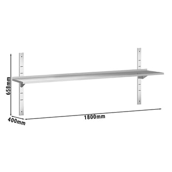Półki naścienne PREMIUM - 1800x400mm - z 1 piętrem - Prime Gastro