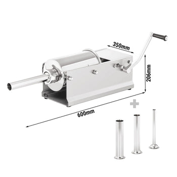 Manualna nadziewarka do kiełbas - 3 litry - stal nierdzewna - włącznie z 4 nasadkami - Prime Gastro