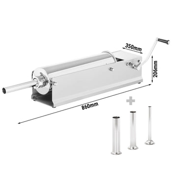 Ręczna nadziewarka do kiełbas - 7 litrów - stal nierdzewna - włącznie z 4 nasadkami - Prime Gastro