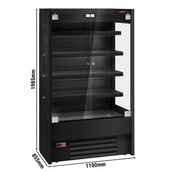 Witryna chłodnicza naścienna - 1100 mm - z oświetleniem LED, szklanymi drzwiami & 4 półkami - Prime Gastro