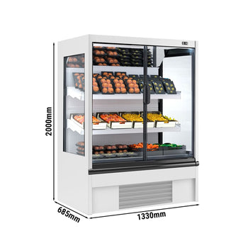 Witryna chłodnicza naścienna - 1330 mm - 370 litrów - z izolowanymi szklanymi drzwiami & 4 półkami - Prime Gastro