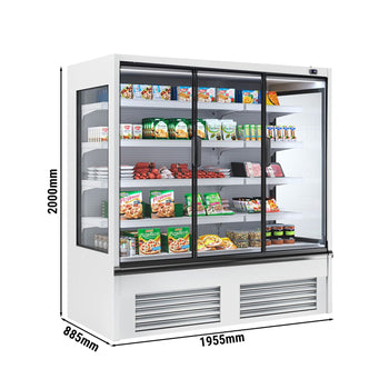 Witryna chłodnicza naścienna - 1955 mm - 677 litrów - z izolowanymi szklanymi drzwiami & 2 półkami - Prime Gastro