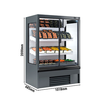 Witryna chłodnicza naścienna - 1018 mm - 278 litrów - z izolowanymi szklanymi drzwiami & 2 półkami - Prime Gastro