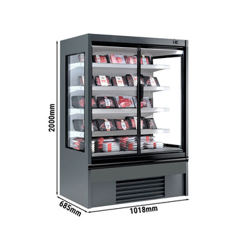 Witryna chłodnicza naścienna - 1018 mm - 341 litrów - z izolowanymi szklanymi drzwiami & 4 półkami - Prime Gastro