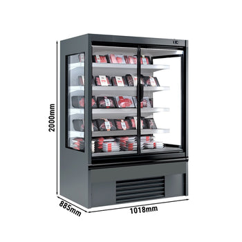 Witryna chłodnicza naścienna - 1018 mm - 602 litry - z izolowanymi szklanymi drzwiami & 4 półkami - Prime Gastro