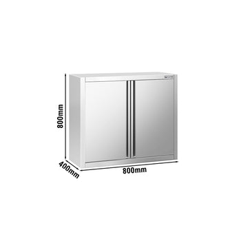 Szafka wisząca naścienna ze stali nierdzewnej PREMIUM - 800x400 mm - z drzwiami na zawiasach - wysokość 800 mm - Prime Gastro