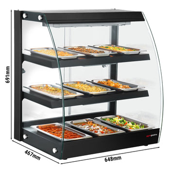 Szafka grzewcza - 650 mm - z 3 półkami - czarna - Prime Gastro