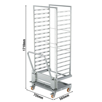 Wózek półkowy z uchwytem do blachy - dla 16x EN 600x400 - dla BKDMV1646 i BKDTV1646 - Prime Gastro