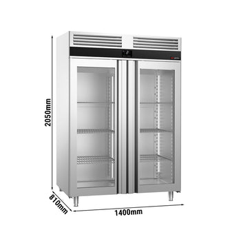 Chłodziarka ze stali nierdzewnej PREMIUM - GN 2/1 - 1400 litrów - z 2 szklanymi drzwiami - Prime Gastro