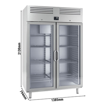 Chłodziarka ze stali nierdzewnej PREMIUM PLUS - GN 2/1 - 1240 litrów - z 2 szklanymi drzwiami - Prime Gastro