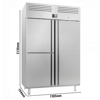 Chłodziarka PREMIUM PLUS - GN 2/1 - 1240 litrów - z 1 drzwiami i 2 półdrzwiami ze stali nierdzewnej