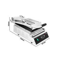 Grill kontaktowy / grill do hamburgerów – 2,8 kW – cyfrowy – ruszt górny i dolny – powierzchnia grillowania: 223 x 380 mm