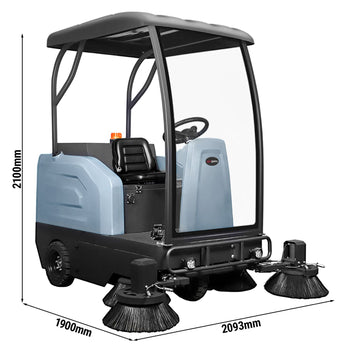 Zamiatarka samojezdna - Wydajność 13000m²/h - Szerokość robocza 190cm - 4 szczotki 48cm - Zbiornik 180l - z ssaniem - z natryskiem