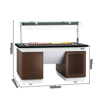 Lada bufetowa chłodnicza DUBLIN - 1600 mm - z płytą chłodniczą & kółkami - Prime Gastro