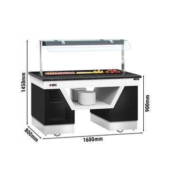 Lada bufetowa chłodnicza BELFAST - 1600 mm - z płytą chłodniczą & kółkami - Prime Gastro