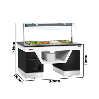 Lada bufetowa chłodnicza BELFAST - 1600 mm - z tacą chłodniczą & kółkami - dla 4x GN 1/1 - Prime Gastro