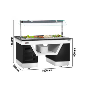 Lada bufetowa chłodząca BELFAST - 1600 mm - z komorą chłodzącą i kółkami - na 4 pojemniki GN 1/1 - Prime Gastro