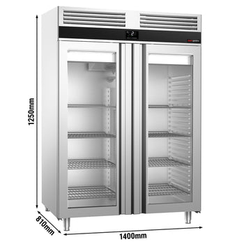 Chłodziarka ze stali nierdzewnej PREMIUM - GN 2/1 - 1400 litrów - z 2 szklanymi drzwiami - Prime Gastro