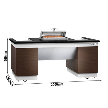 Stacja do gotowania / stół przygotowawczy DUBLIN - 2000 mm - blat roboczy kuchenny z czarnego granitu - Prime Gastro